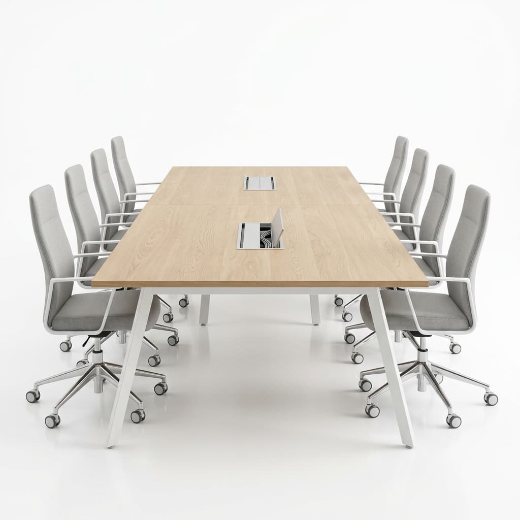 Large conference table in a modern meeting room