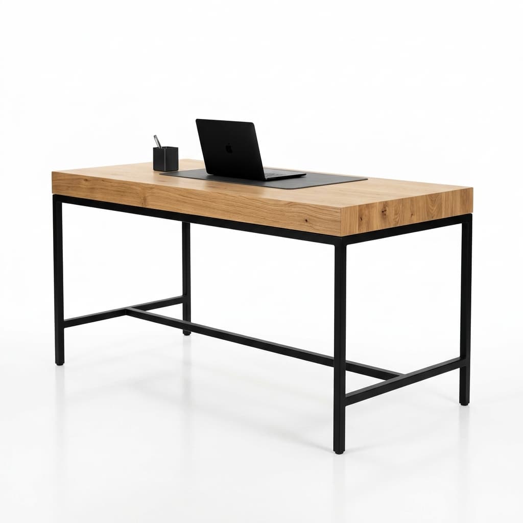 Premium executive office desk with warm wood finish