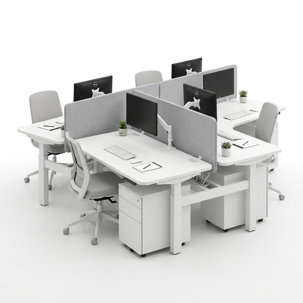 Modern modular workstations in a bright office